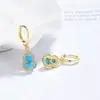 Nuevos Pendientes Turquesa Estilo Chino para Mujer Plata de Ley 925 Tendencia Nacional Retro Gama Alta Pendientes Calabaza Azules Pendientes Versátiles