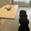Mesa de jantar flutuante de acrílico nórdico, mesa de escritório longa criativa, design de madeira natural, bancada de trabalho para casa, mesa de jantar simples