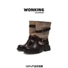 [Em Estoque, Envio no Mesmo Dia] Botas Martin 2026 Outono Bico Redondo Salto Bloco Botas Western com Fivela de Couro Botas Curtas