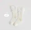 Meias Femininas de Cano Médio Primavera e Verão Malha Fina Renda Infantil Acabamento Meia Princesa Estilo Coreano Moda Meias de Cano Médio para Meninas