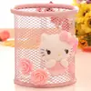 Hola kt soporte para bolígrafos de gato lindos adornos metálicos de gatito escritorio kiti gato almacenamiento de artículos varios cubo de bolígrafos hello kitty