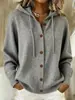 2026 Chaqueta Cardigan con Capucha de Punto con Botones Estilo Nuevo Otoño e Invierno Europeo y Americano Color Sólido Casual Moda Ropa para Mujer