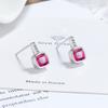 Pendientes de circonita de color cuadrado de lujo europeos y americanos, diseño de personalidad de moda para damas, pendientes transfronterizos al por mayor