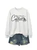 Amazon eBay sitio independiente sudadera con capucha casual cómoda elegante para mujer "pero primero café" taza de café