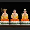 Han Bai Jade Saha Tres Santos Guanyin Budas Ksitigarbha Bodhisattva Buda Guanyin Emperatriz Artesanías Adornos