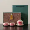 Flor de Peonía Azul y Blanco Roca Mineral Blanca Tazón Cubierto de Tres Talentos Juego de Té Kung Fu Taza de Té Hogareño Retro Cerámica Tazón de Té con Tapa