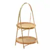 Cesta tejida de bambú soporte para postres estante para bocadillos de té de la tarde bandeja para bocadillos de té productos cosecha de otoño decoración de creación ambiental para jardín de infantes
