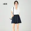 Pantalones Cortos de Verano 2026 con Sensación de Hielo Delgado Cielo Estrellado de Tres Cuartos para Mujer Cintura Alta Caídos Petite Adelgazantes de Línea A Pierna Ancha