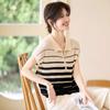 Tienda de Descuento de Marca Venta de Liquidación Camiseta de Manga Corta de Seda Helada de Verano Tops de Moda para Mujer Blusa de Punto