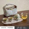 Novo conjunto de chá de viagem chinês pintado à mão com um bule e duas xícaras osmanthus, conjunto de chá de viagem com cor sob esmalte, pote de pêra, copo de magnólia, tapete para chá seco