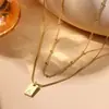 Collar de Amazon de 26 Letras en Capas con Colgantes Cuadrados, Elegante Collar con Colgante de Acero Inoxidable Dorado, Joyería de Moda para Mujeres