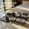 Set de Artículos de Tocador para Habitación de Hotel de Madera de Nogal y Cuero para Todas las Estaciones Caja Rectangular de Pañuelos Cubierta de Cuero ABS