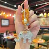 Chaveiro de Argila Novo Modelo Transfronteiriço com Strass e Contas de Cristal de Elefante Realista, Exquisite Pequeno Acessório para Meninas, Pingente de Bolsa
