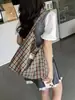 Bolsa de Tela a Cuadros para Mujer 2026 Nuevo Estilo Coreano Estilo Perezoso Gran Capacidad Estudiante Clase Viaje Cotidiano Hombro Axila Bolsa