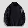 Suéter de Terciopelo Alemán para Hombre Invierno Nuevo Suelto Casual Guapo Ropa Exterior Decorativo con Cinta de Cuatro Barras Cuello Semi-Alto Combinable Protección