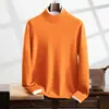 Suéter de Cashmere Masculino Gola Alta Meia Manga Suéter Casual de Negócios Manga Longa Suéter Básico Outono e Inverno Nova Blusa