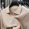 Explosiones Vivas Algodón Puro Cuello de Gaviota Tejido de Piña Manga Corta Camiseta para Hombre Verano Delgado Moda para Hombre Cuello en V Camisa POLO