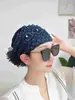 Bufanda de Encaje para Mujer Marrón Cubrecabezas Estilo Nuevo Primavera y Verano Bufanda Hui Cosida a Mano Conveniente Sombrero Cubrecabezas para Madre