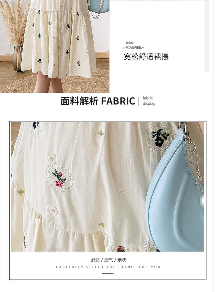 纯棉刺绣超仙甜美减龄孕妇连衣裙