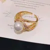 ¡Susurro del Mar Entre los Dedos! Anillo Abierto de Circonia Oval Ligero de Lujo Sensación de Alta Gama Banda del Anillo Temperamento Nicho Estilo Simple Joyería para Mano