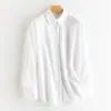 [Selección Premium] Camisa de Media Botonadura Fácil de Cuidar Sin Planchar para Mujer, Nuevo Estilo de Principios de Otoño, Corte Holgado, Chaqueta Camisa de Manga Larga