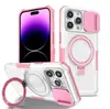 Suporte de fulcro Apple 15promax capa de telefone com janela de empurrar para comércio exterior iPhone14 fitness magnético capa rígida