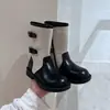 Botas de moda estilo coreano con bloques de color para niños, nuevo modelo de otoño 2026, botas de montar estilo británico hasta la pantorrilla para niñas, botas de cowboy de suela blanda