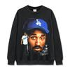 Cross-border American Retro Trendy KOBE Kobe Impresso Camiseta de manga curta Lavado Velho Manga comprida Solto Com Capuz Moletom para Homens