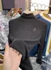 Camiseta Base Negra de Cuello Alto Medio para Mujer, Nueva Colección Otoño e Invierno 2025, Ajuste Delgado, Cálida, Elegante, Versátil, de Canalé, Manga Larga