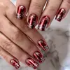 Adesivos de Manicure Vermelhos de Natal Quadrados para Unhas Postiças Europeus e Americanos Comércio Exterior Venda Quente Adesivos para Unhas Postiças