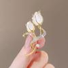 Broche de tulipán de piedra ojo de gato nuevo, pin de temperamento de nicho senior, exquisito pin para traje, suéter, accesorios, ramillete