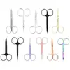 Tijeras de belleza de 2.0 mm de grosor con logotipo personalizado, tijeras para recortar vello nasal de punta redonda, tijeras para depilar cejas de corte A, tijeras de belleza al por mayor