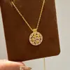 Loja Dourada Mesmo Estilo Novo Estilo Chinês Colar de Camélia Giratório Cravejado com Diamantes Flor de Girassol Corrente de Clavícula de Ouro Imitação de Alta Qualidade para Mulheres