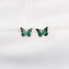 Pendientes pequeños con diseño de mariposa, exquisitos, elegantes, japoneses y coreanos, con pintura al óleo francesa, estilo Mori, sencillos y combinables.