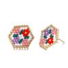 Pendientes de cuentas de estilo bohemio europeo y americano color tejido a mano borla larga pendientes de cuentas Miyuki venta al por mayor