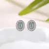 Pendientes de Plata de Ley S925 Jade Azul Agua con Tachuela Yuebao Jewelry Pendientes Ovalados Completos de Diamante Lujo Ligero Joyería de Plata de Alta Calidad Suministro Directo de Fábrica