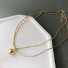 Collar Coreano Nuevo Estilo Plata Esterlina s925 Collar de Bolas Collar de Cadena Corta Simple Elegante para Mujer Cadena