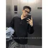 Camisa Polo Gola Tricô Masculina Textura Tecida Estilo Old Money High-End Tendência Outono e Inverno Fábrica Transfronteiriça Venda por Atacado