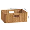 Cesta de almacenamiento de armario nórdico, caja de almacenamiento tejida, cesta organizadora simple para sala de estar, tejido de imitación de ratán