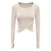 Roupa de Yoga para Mulheres 2026 Outono e Inverno Novo Estilo Camiseta de Tricô Cruzada Manga Longa Roupa Esportiva Treinamento ao Ar Livre Roupa Fitness Top