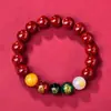Pulseira Bruta Mineral Cristal Translúcido Cinábrio Deus da Riqueza de Cinco Vias Pulseira do Ano de Nascimento de Cristal Areia Dourada Roxa Homens e Mulheres Atacado