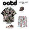 Nueva Menta Mambo Wear Camisa de Flores Hojas de Verano para Hombre Pantalones Cortos Traje Casual de Playa Hawaiana de Moda