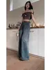 Moda Outono e Inverno Americana High Street Retrô Plus Size Jeans de Cintura Alta para Mulheres Coreano Versátil Calça Wide Leg Tendência do Instagram