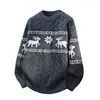 Suéter de punto con cuello redondo para hombre, abrigo, ropa interior térmica con estampado de reno jacquard, temporada de otoño e invierno, Amazon transfronterizo, Navidad
