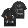Camiseta de manga corta con estampado VENOM retro americano transfronterizo, camiseta de manga larga lavada, sudadera holgada con capucha al por mayor, moda para hombre