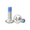 Tornillos de acero inoxidable 304 de cabeza redonda y ranura de cruz con recubrimiento adhesivo anti-aflojamiento, diseñados para prevenir el desprendimiento; Tornillos de cabeza troncocónica recubiertos de adhesivo, M2-M10