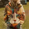Nueva sudadera con capucha para otoño e invierno, estación independiente transfronteriza, Amazon, serie de cordero con estampado digital 3D, nuevo estilo de otoño para mujer
