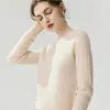 Otoño/Invierno Nuevo Cuello Redondo Versátil Tejido de Punto Trenzado 100% Cachemira Suéter de Punto para Mujer Capa Base Holgado Adelgazante Suéter Ropa Interior