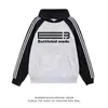 Sudadera con capucha de marca nacional de moda, estilo retro americano de tres rayas, para hombre y mujer, estilo callejero de primavera y otoño, holgada, talla grande, top para pareja