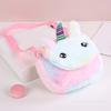 Transfronterizo nuevo ojo redondo Unicornio Niños felpa lindo tamaño pequeño color mochila de solapa bolso de hombro para niñas al por mayor